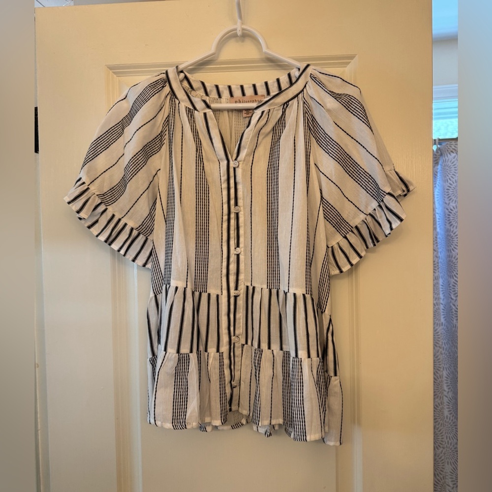 Philosophy black and white cotton top